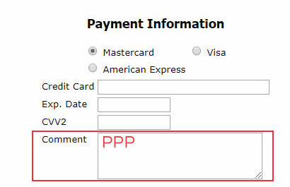add PPP in comments when placing order